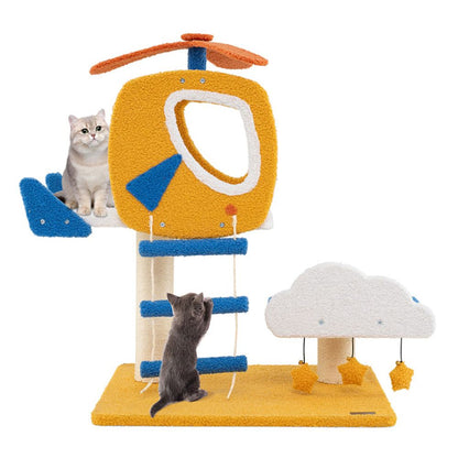 1PC Indoor Small Aviation-Themed Cat Tree Cat Tower with Helicopter