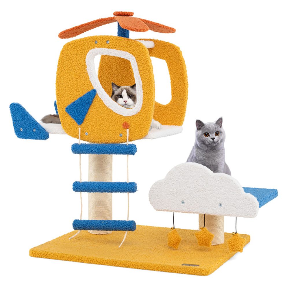 1PC Indoor Small Aviation-Themed Cat Tree Cat Tower with Helicopter