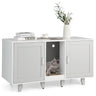 2-Door Cat Litter Box Enclosure with Winding Entry and Scratching