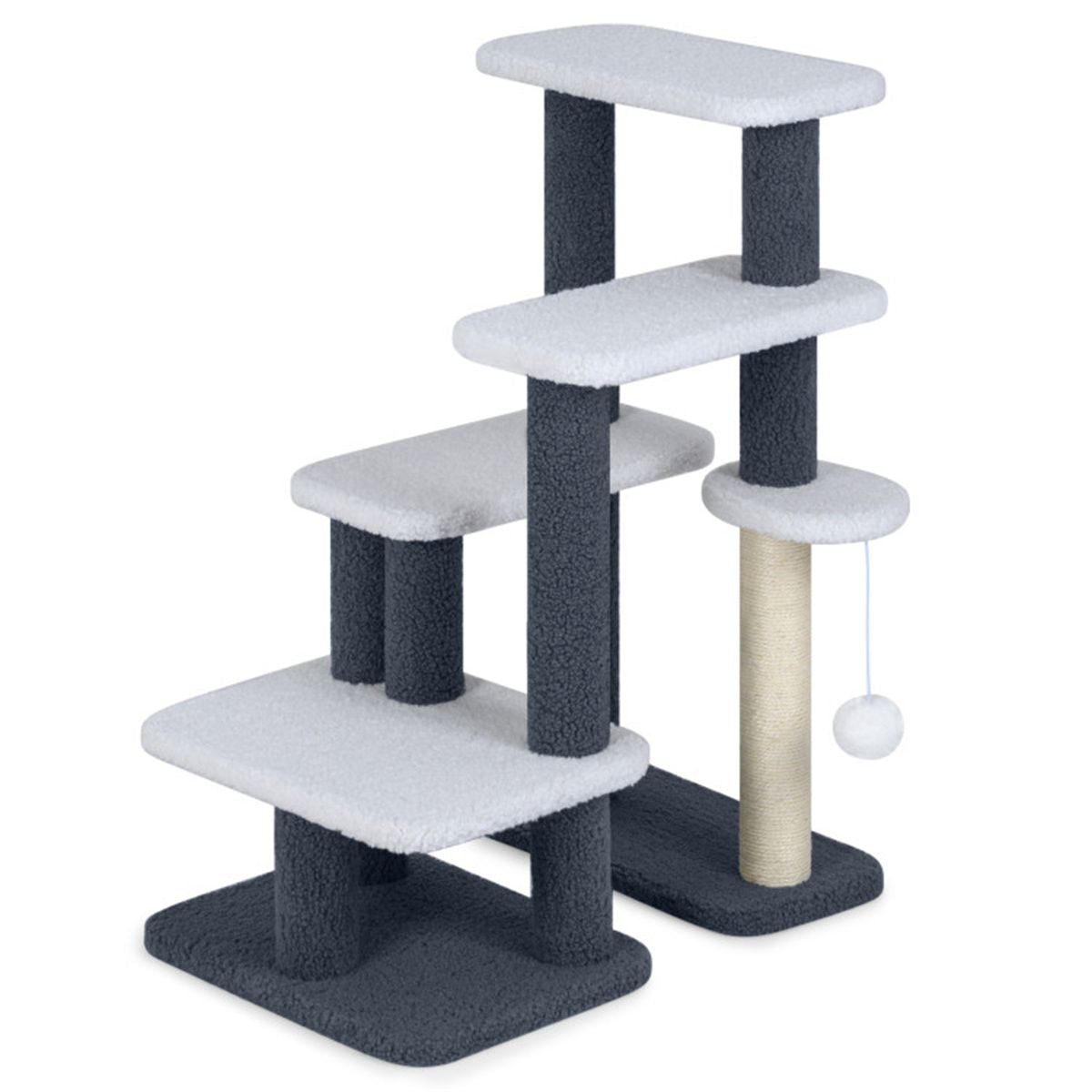 2-in-1 Cat Stairs & Tree with Sisal Scratching Post, 4 Levels