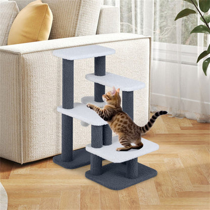 2-in-1 Cat Stairs & Tree with Sisal Scratching Post, 4 Levels