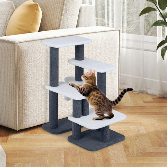 2-in-1 Cat Stairs & Tree with Sisal Scratching Post, 4 Levels