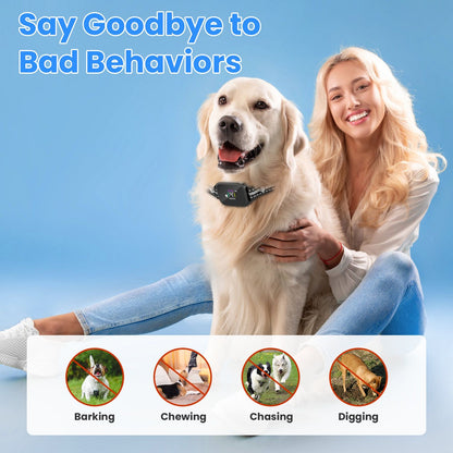 2-in-1 Dog Shock and Bark Collar Dog Training Collar with Remote