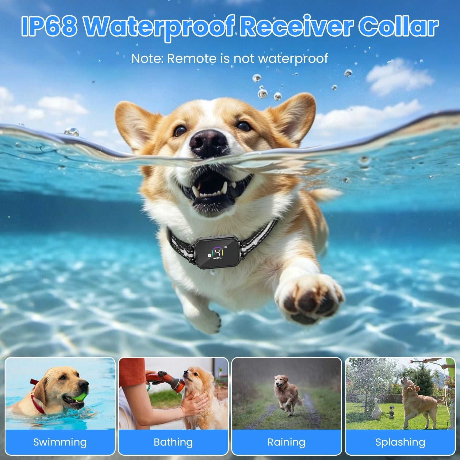 2-in-1 Dog Shock and Bark Collar Dog Training Collar with Remote