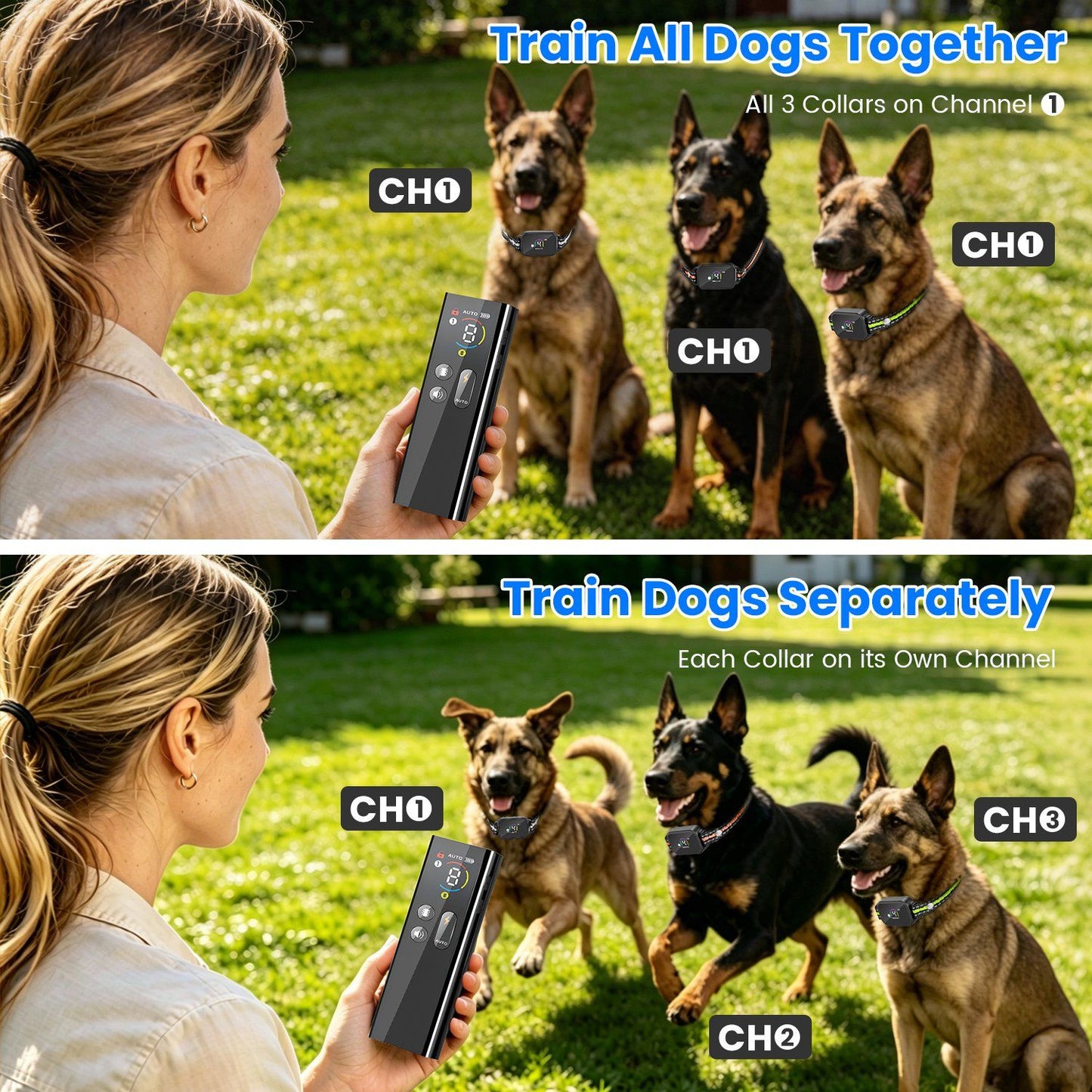 2-in-1 Dog Shock and Bark Collar Dog Training Collar with Remote