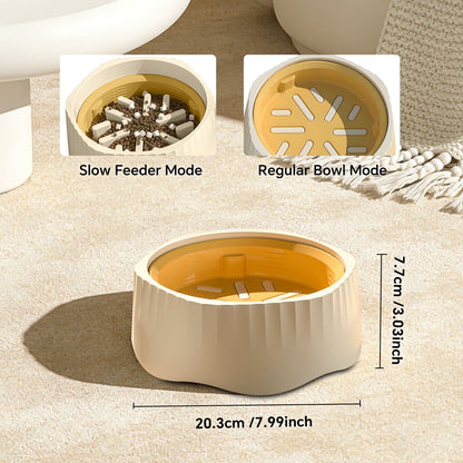2-in-1 Dual Mode Large Plastic Cat Slow Feeder Bowl, Switchable