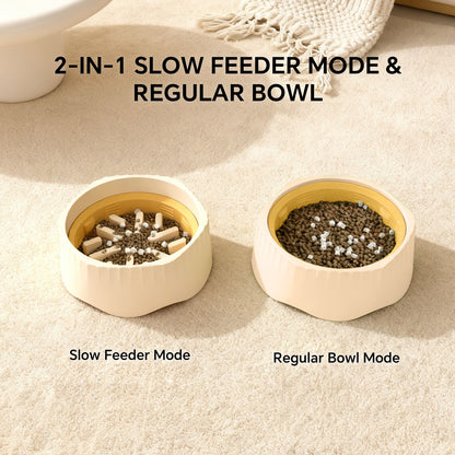 2-in-1 Dual Mode Large Plastic Cat Slow Feeder Bowl, Switchable