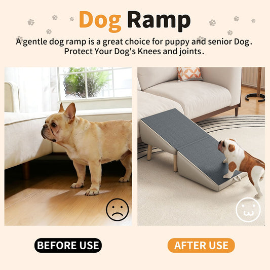 2-in-1 Foldable Pet Stairs Wooden Dog Ramp Non-Slip Portable Steps