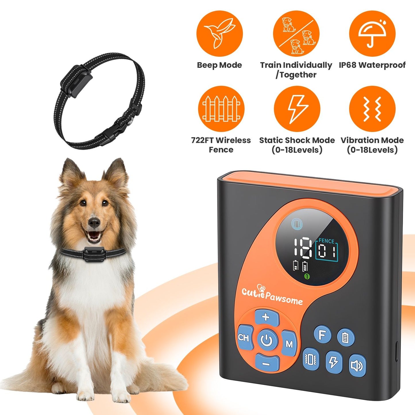 In 1 Wireless Dog Fence System with 1/2 Training Collars(Options)