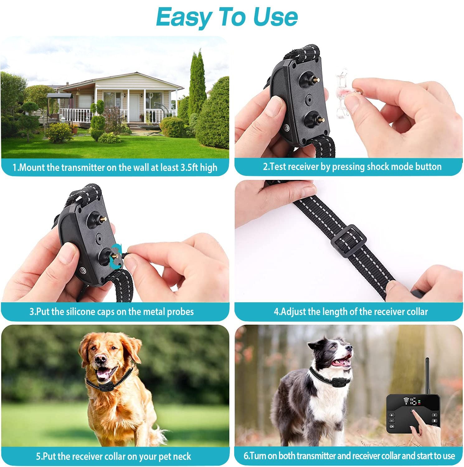 In 1 Wireless Electric Dog Fence Waterproof Pet Shock Boundary