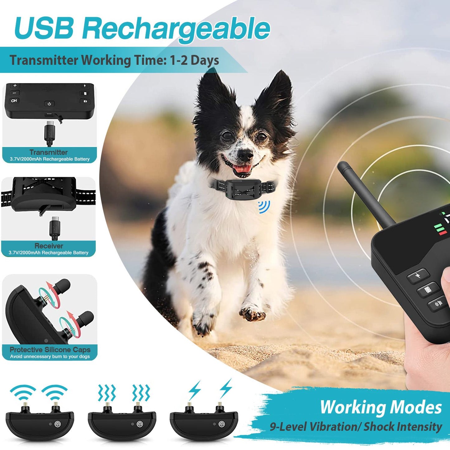 In 1 Wireless Electric Dog Fence Waterproof Pet Shock Boundary