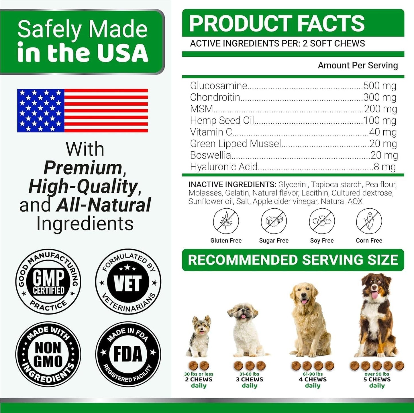 Glucosamine Chondroitin Hip & Joint Chews for Dogs, 2 Pack