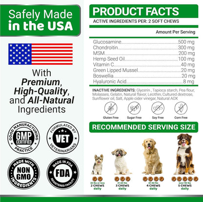 Glucosamine Chondroitin Hip & Joint Chews for Dogs, 2 Pack