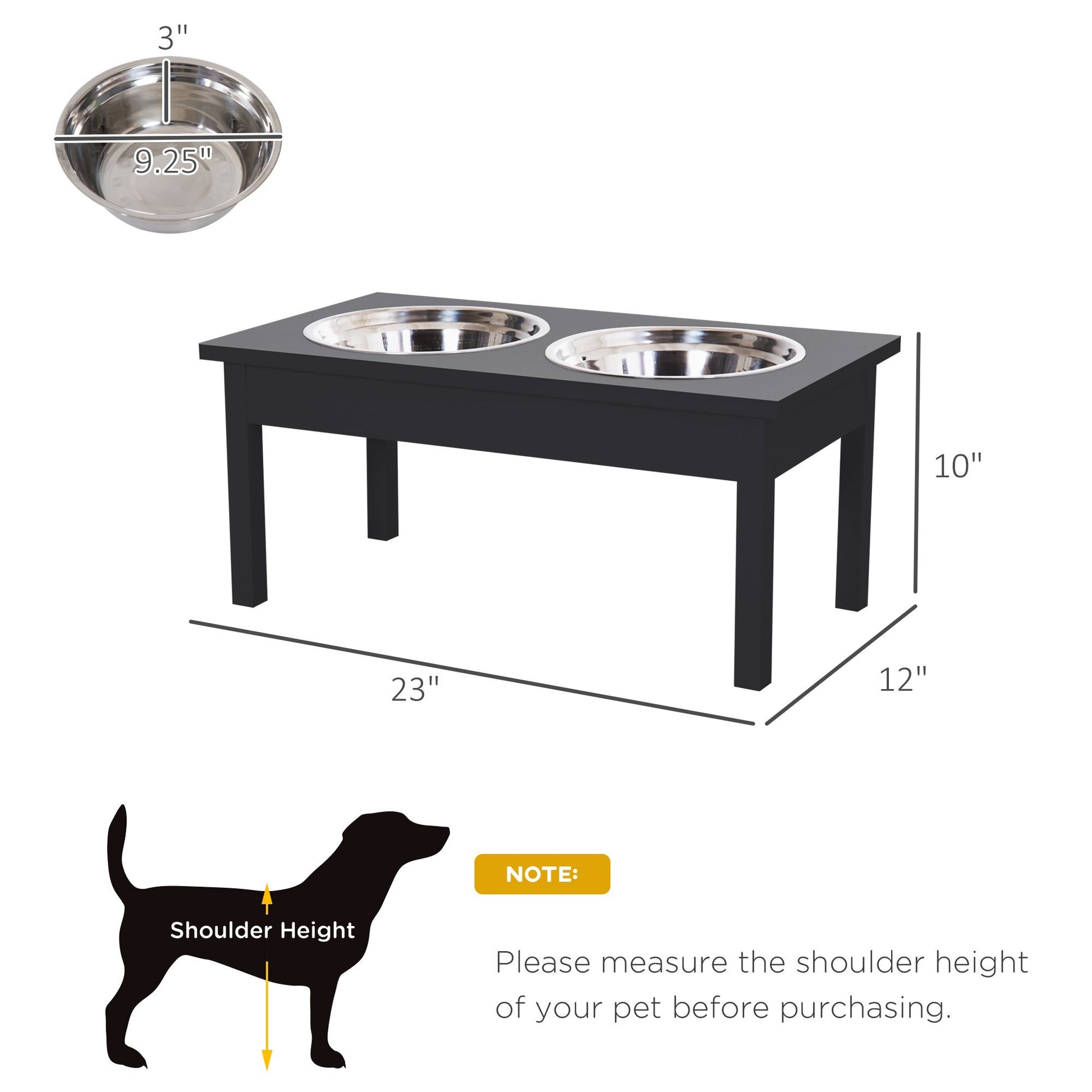 Stainless Steel Pet Bowls, 23"L Durable Wooden Heavy Duty Dog