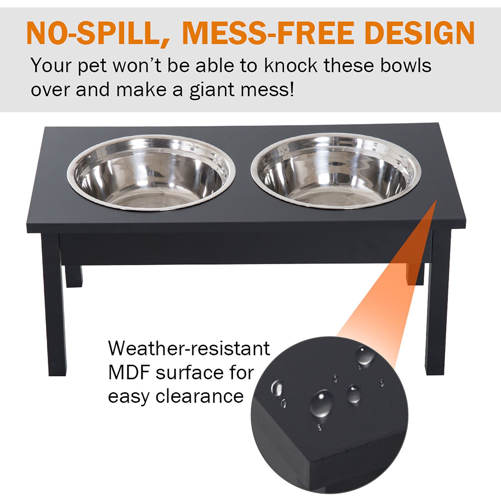 Stainless Steel Pet Bowls, 23"L Durable Wooden Heavy Duty Dog