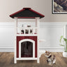 2-Story Wooden Cat House with Asphalt Roof Balcony and Rain Curtain