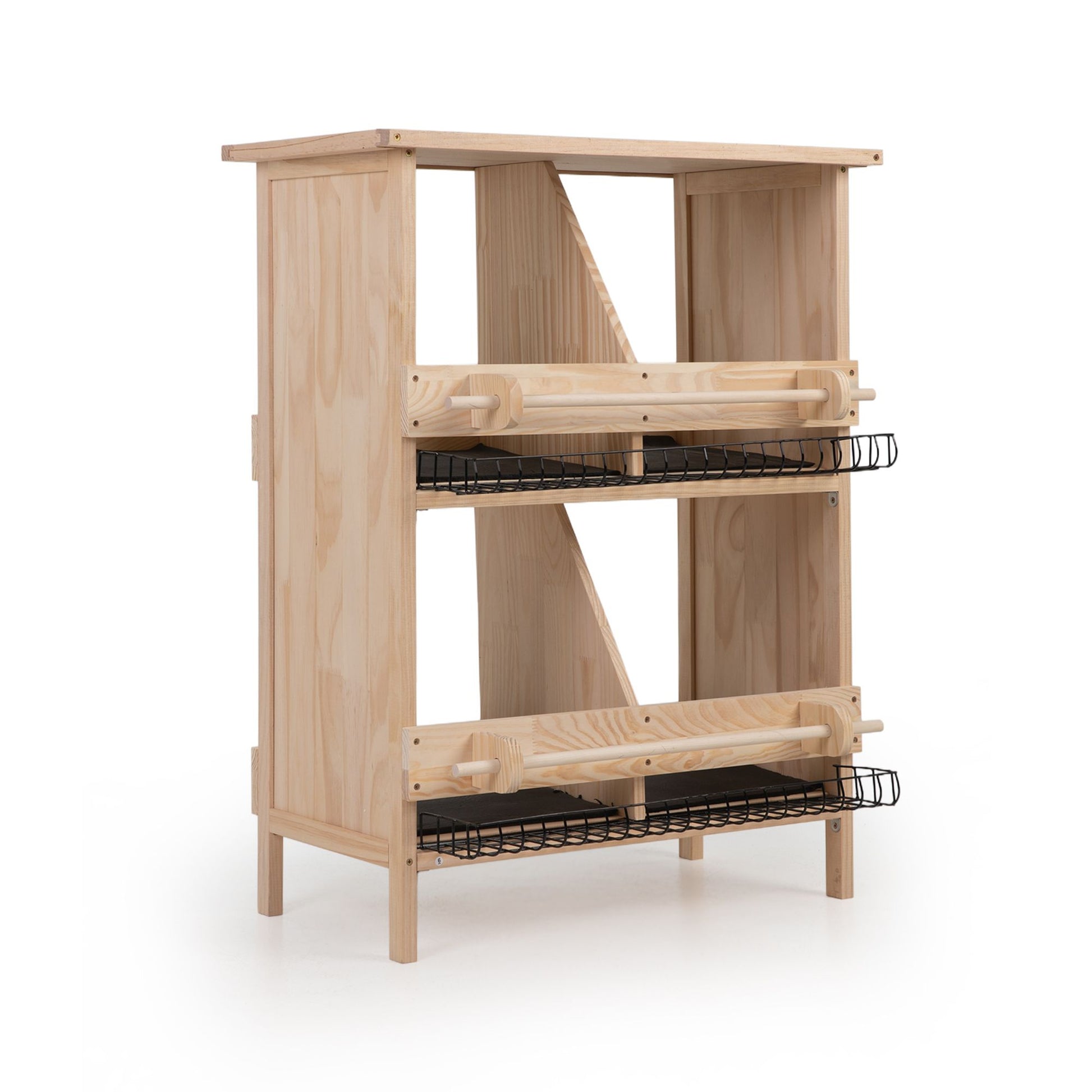 2-Tier Chicken Coop with Nesting Boxes, Standing Poles, Waterproof