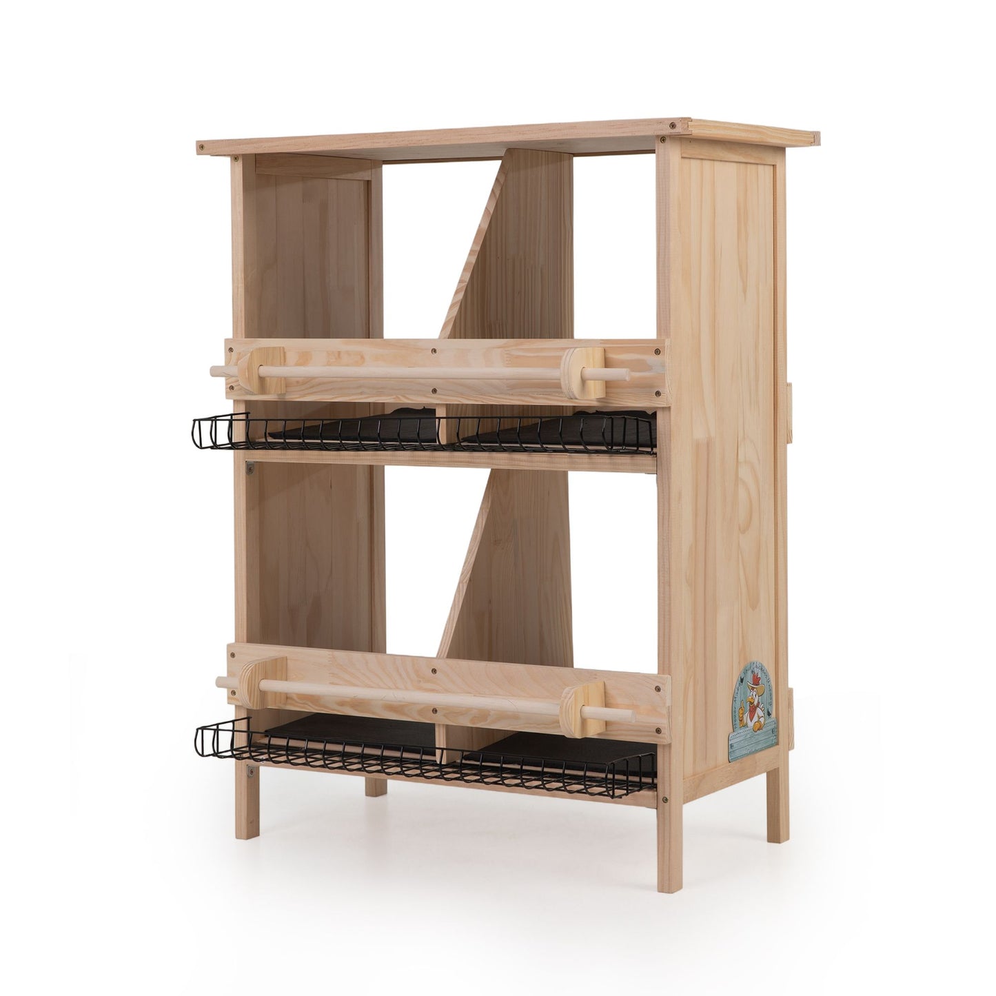 2-Tier Chicken Coop with Nesting Boxes, Standing Poles, Waterproof