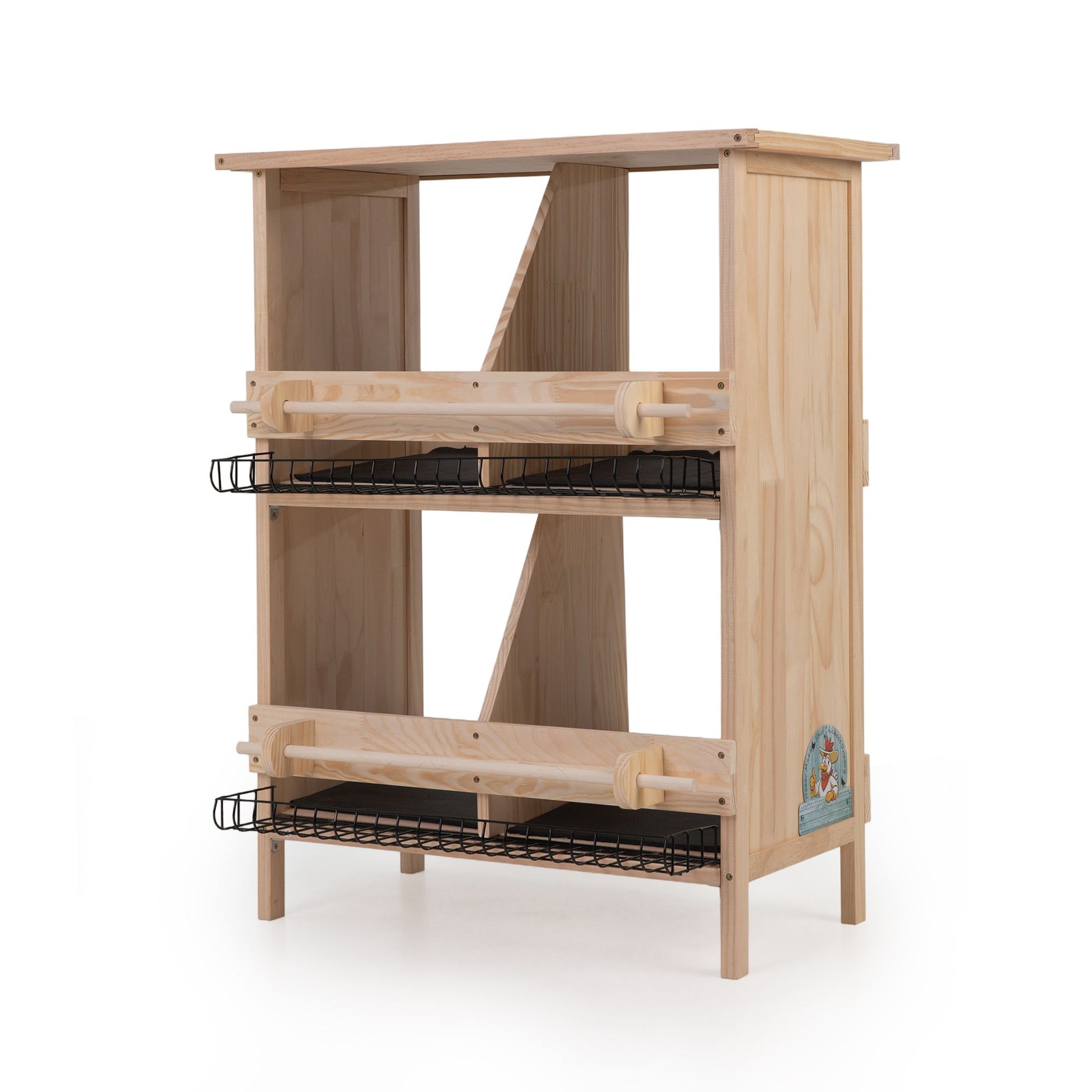 2-Tier Chicken Coop with Nesting Boxes, Standing Poles, Waterproof