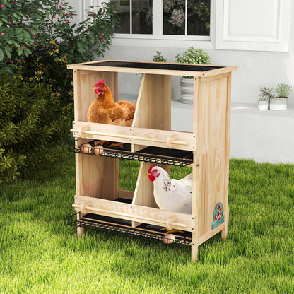 2-Tier Chicken Coop with Nesting Boxes, Standing Poles, Waterproof