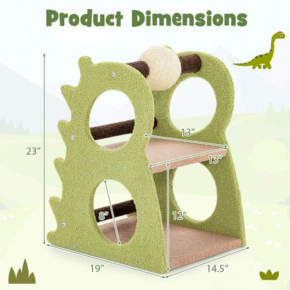 2-Tier Modern Cat Tree for Indoor Cats with Rotatable Sisal