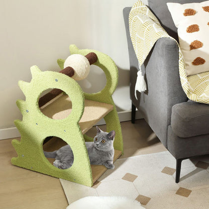 2-Tier Modern Cat Tree for Indoor Cats with Rotatable Sisal