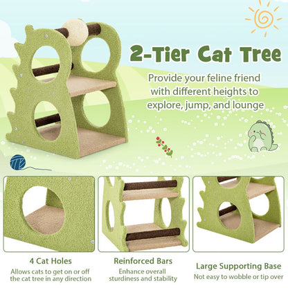 2-Tier Modern Cat Tree for Indoor Cats with Rotatable Sisal