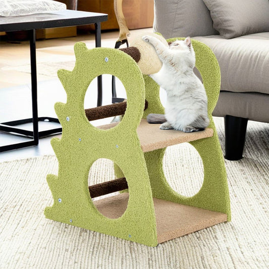 2-Tier Modern Cat Tree for Indoor Cats with Rotatable Sisal