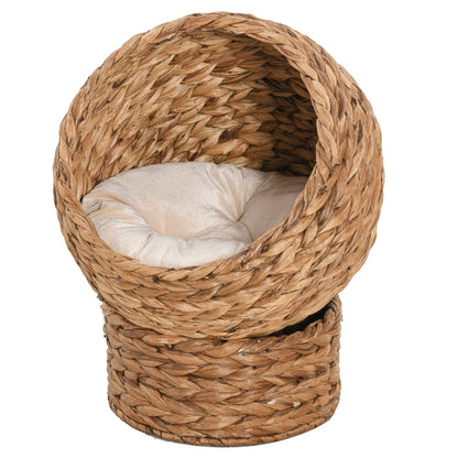 20" Elevated Cat Bed, Natural Braided Banana Leaf Basket