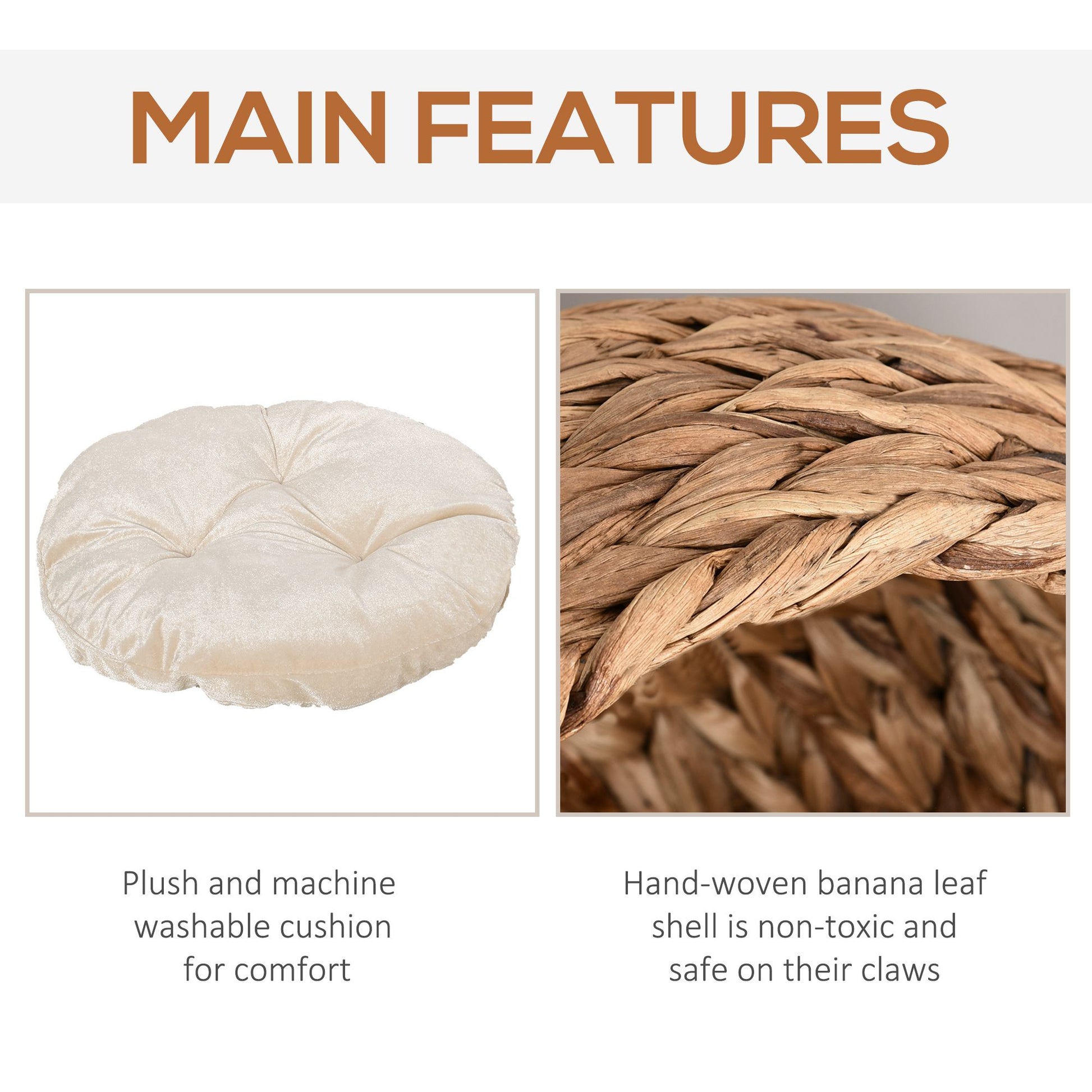20" Elevated Cat Bed, Natural Braided Banana Leaf Basket