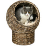 20" Natural Braided Elevated Cat Bed, Cat Basket Kitten House Chair