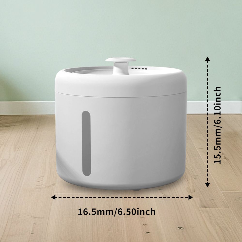 2500ML USB Round Pet Water Fountain, Automatic Cat Water Dispenser