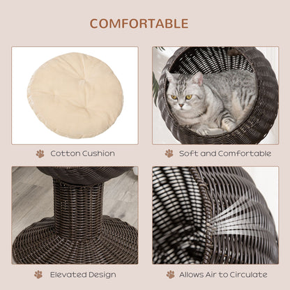 Elevated Cat Bed Rotatable Egg Chair Pod Thick Cushion Natural Mat