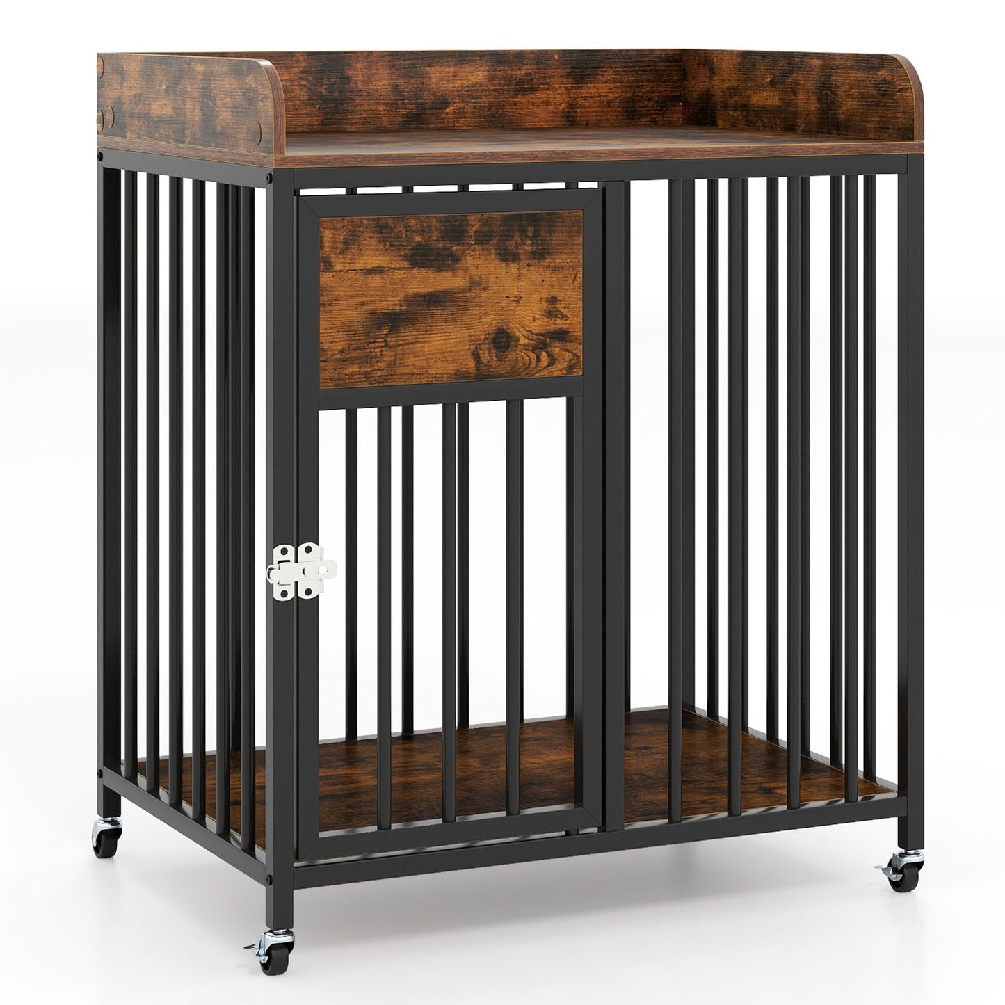 27.5 Inch Dog Crate Furniture with Wheels for Small Dogs and Puppies
