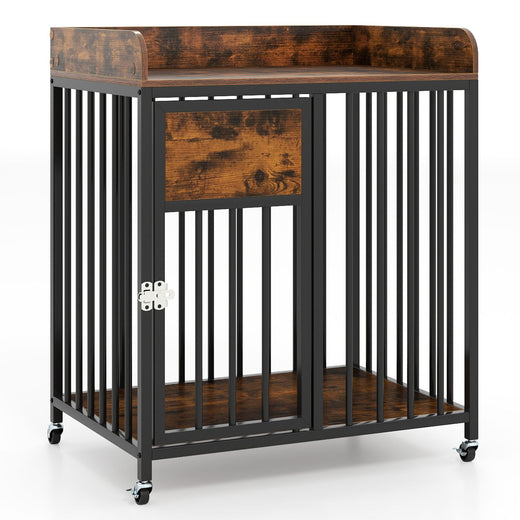 27.5 Inch Dog Crate Furniture with Wheels for Small Dogs and Puppies