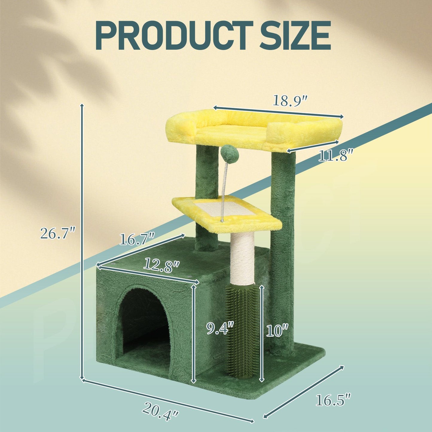 27.5in Cat Tree, Multi-Level Cat Tower with Cat Scratching Post