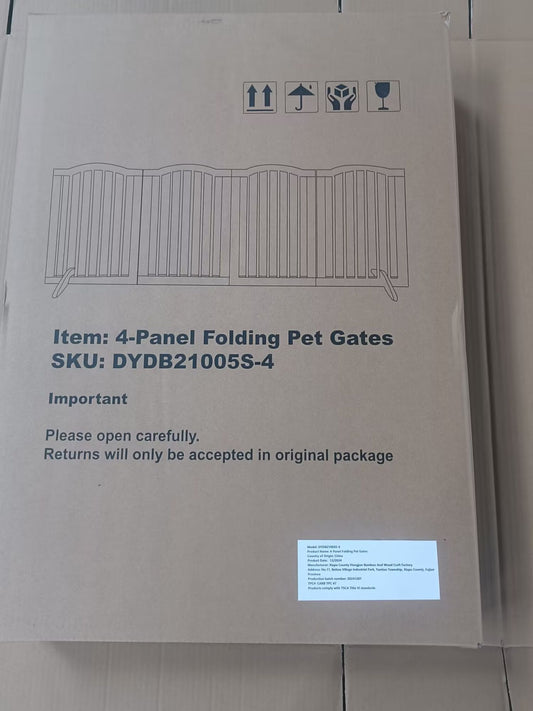 27.6" Height Tall Freestanding Pet Gate, 4 Panels Foldable Dog