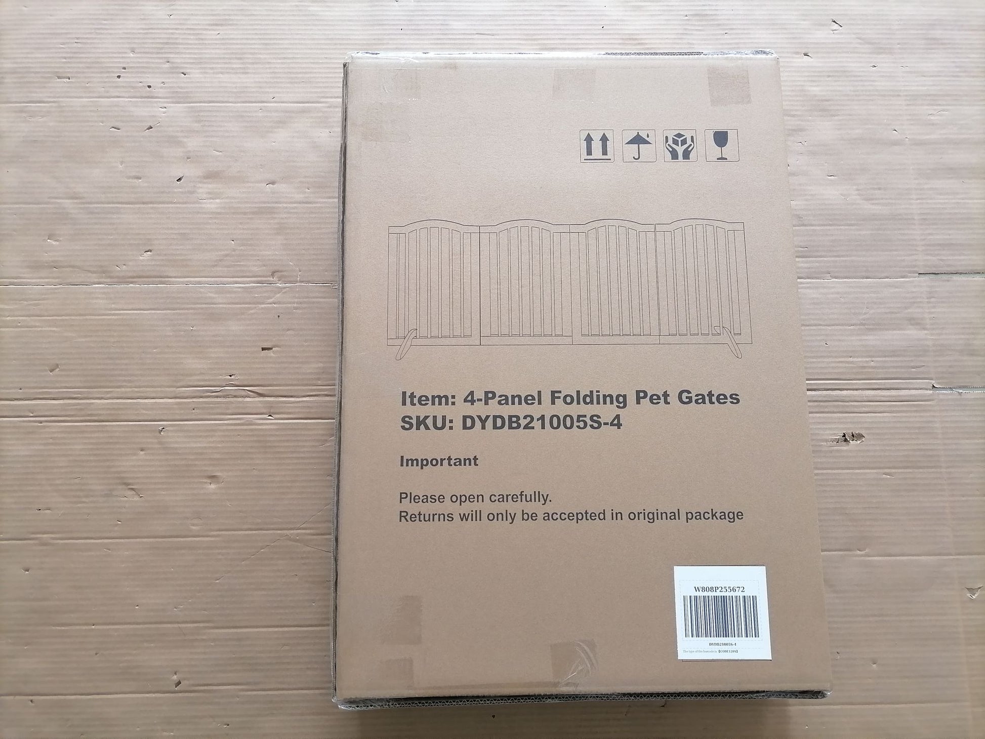 27.6" Height Tall Freestanding Pet Gate, 4 Panels Foldable Dog