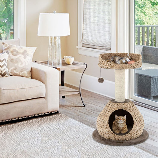 Inches Hand-Made Cat Tree Tower with Jump Platform
