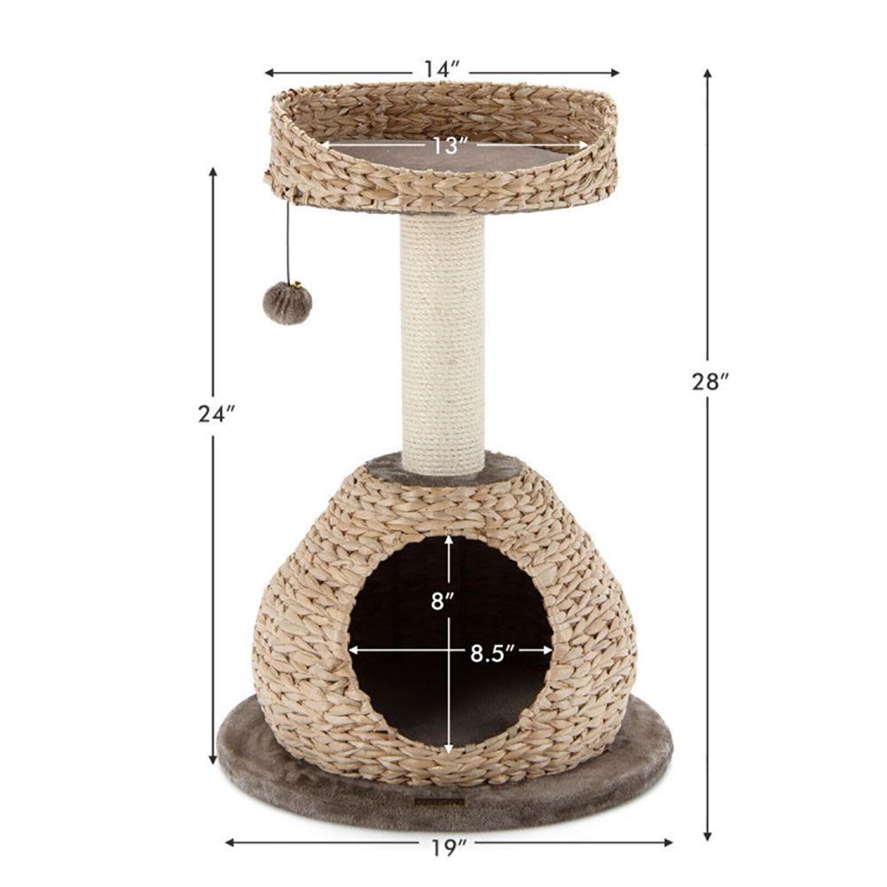 Inches Hand-Made Cat Tree Tower with Jump Platform