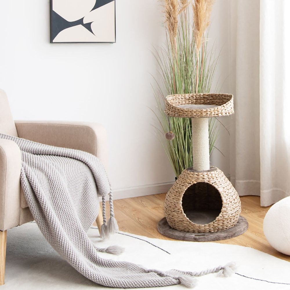Inches Hand-Made Cat Tree Tower with Jump Platform