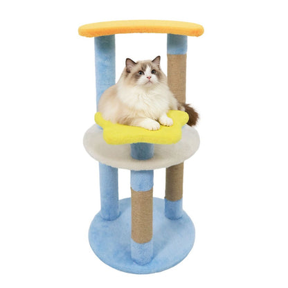 29" Moon & Star Cat Tree with 4 Levels, Jute Scratching Posts &