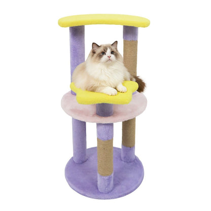 29" Moon & Star Cat Tree with 4 Levels, Jute Scratching Posts &
