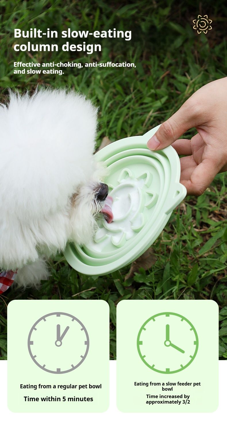 3-in-1 Pet Travel Collapsible Bowl Foldable Slow-Feeder with Strong