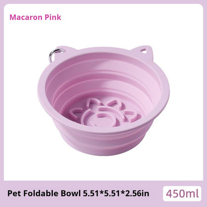 3-in-1 Pet Travel Collapsible Bowl Foldable Slow-Feeder with Strong