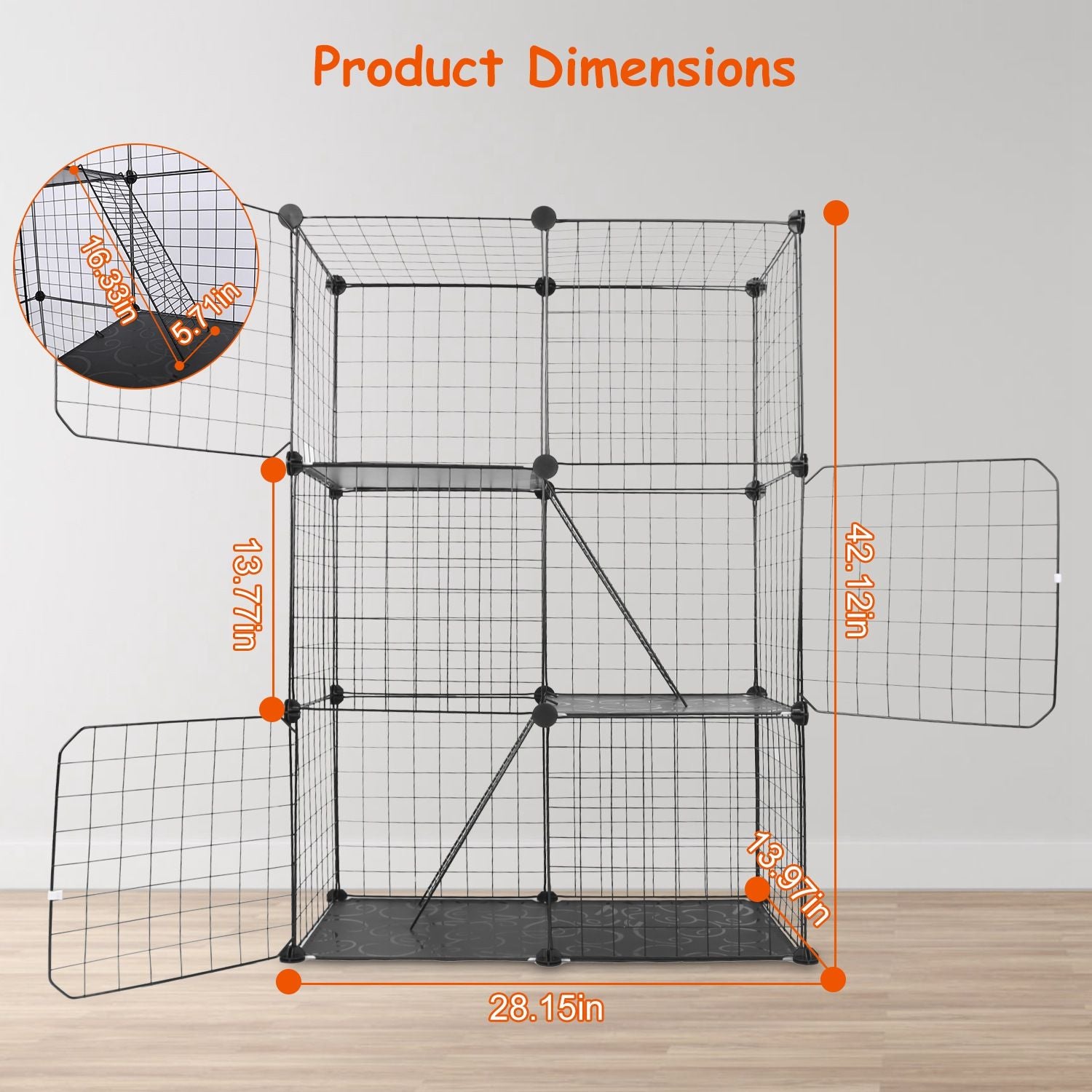 Tier Cat Playpen Cage Metal Indoor Cat House Detachable Kitten