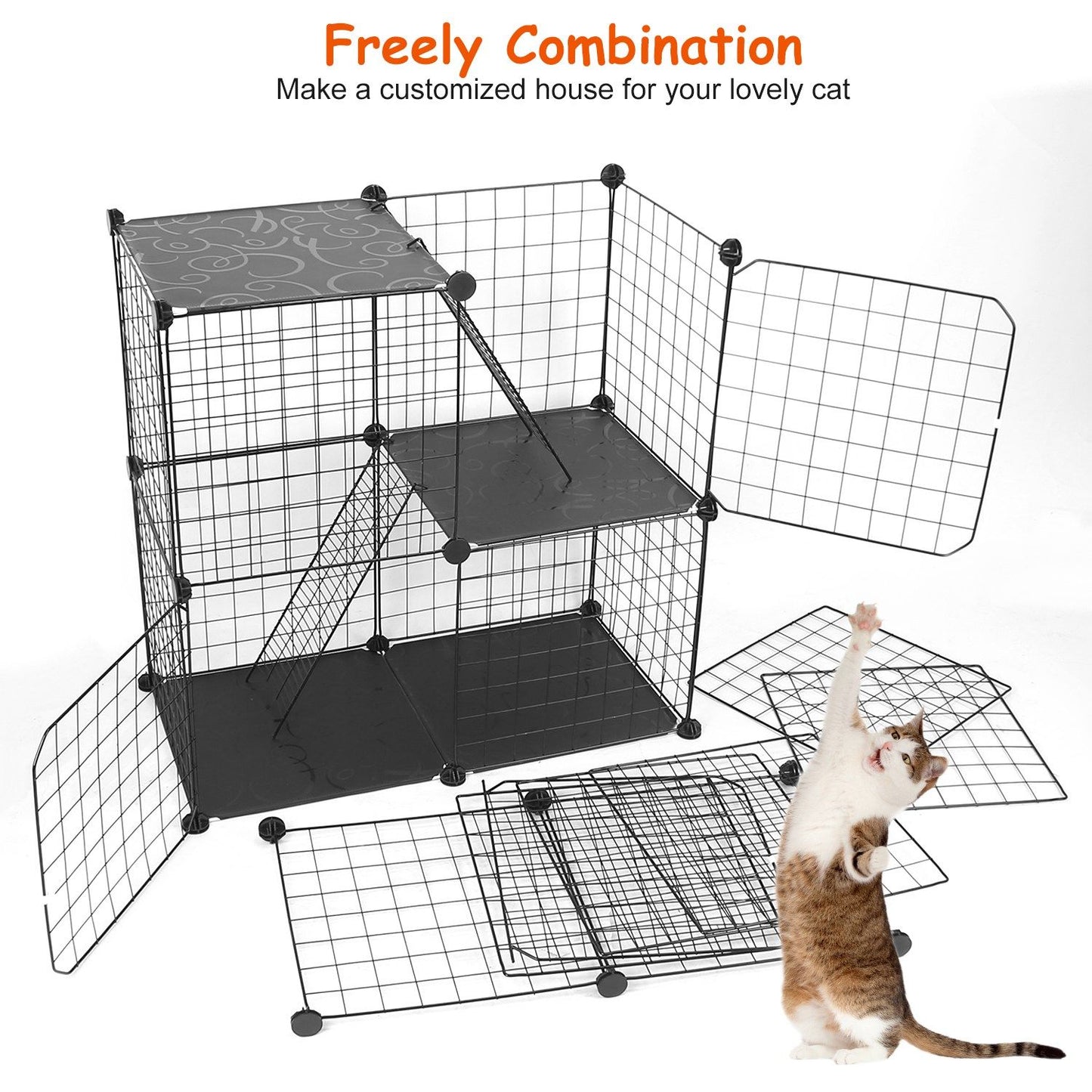 Tier Cat Playpen Cage Metal Indoor Cat House Detachable Kitten