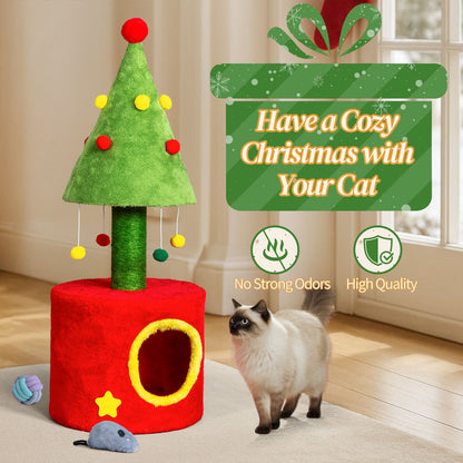 30in Cat Scratching Post with Cat House for Indoor Kitten