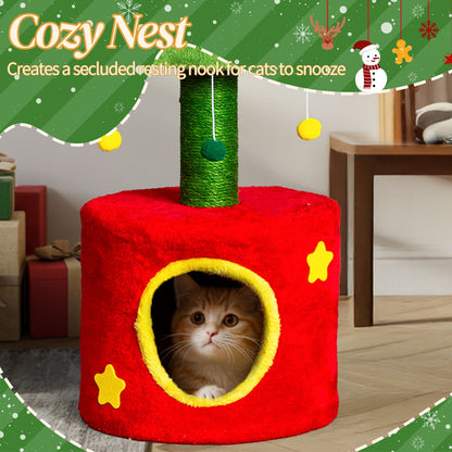 30in Cat Scratching Post with Cat House for Indoor Kitten