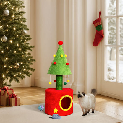 30in Cat Scratching Post with Cat House for Indoor Kitten